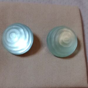 Alexis Bittar Hand Curved Lucite Smokey Blue Dome, Clip Earrings